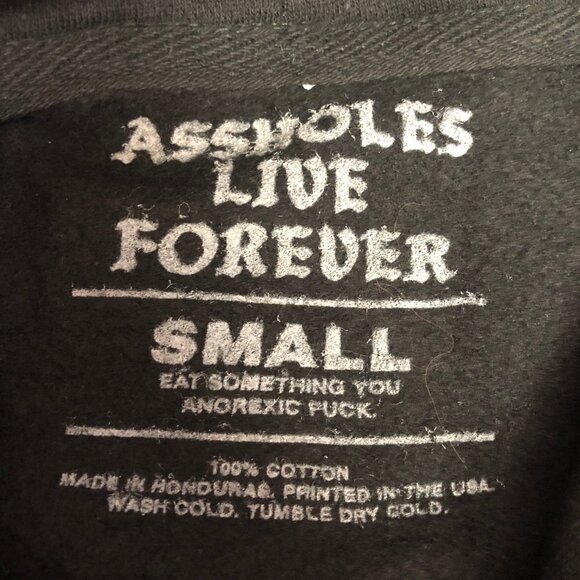 NWOT Assholes Live Forever Unisex Pullover Hoodie Size Small - Picture 3 of 9